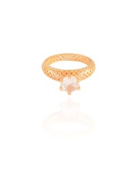 Anel Vazado Ponto de Luz Cristal Tamanho 18 Banhado a Ouro 18K