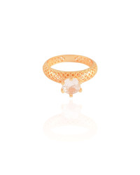 Anel Vazado Ponto de Luz Cristal Tamanho 22 Banhado a Ouro 18K