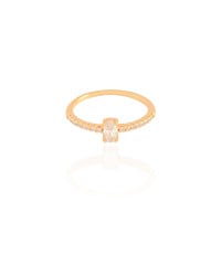 Anel Oval Cravejado Cristal Tamanho 17 Banhado a Ouro 18K
