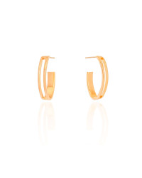 Brinco Argola Elíptica Vazada 2.4 cm Banhado a Ouro 18K