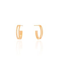 Brinco Argola Elíptica Vazada 1.9 cm Banhado a Ouro 18K