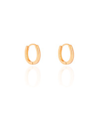Brinco Argola Click Oval Lisa 1.5 cm Banhado a Ouro 18K
