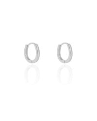 Brinco Argola Click Oval Lisa 1.5 cm Ródio Branco