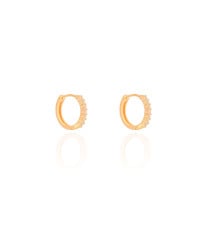 Brinco Argola Click Cravejada Cristal 1.3 cm Banhado a Ouro 18K