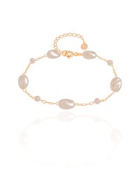 Pulseira Elos Pérolas Barrocas Banhado a Ouro 18K