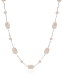 Gargantilha Elos Pérolas Barrocas Ródio Branco - 40 cm