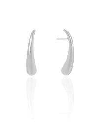 Brinco Gota Lisa 3.5 cm Ródio Branco