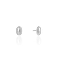 Brinco Oval Liso 1.2 cm Ródio Branco