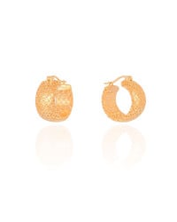 Brinco Argola Fecho Italiano Detalhada Vazada 2.0 cm Banhado a Ouro 18K