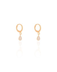 Brinco Argola Click Gota Cristal 2.3 cm Banhado a Ouro 18K