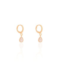 Brinco Argola Click Gota Cristal 2.4 cm Banhado a Ouro 18K