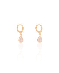 Brinco Argola Click Gota Cristal 2.5 cm Banhado a Ouro 18K