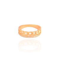 Anel Grumet Cravejado Cristal Tamanho 18 Banhado a Ouro 18K