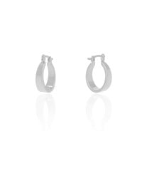 Brinco Argola Fecho Italiano Oval Lisa 2.1 cm Ródio Branco