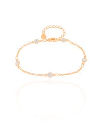 Pulseira Elos Pontos de Luz Cristal Banhado a Ouro 18K