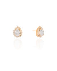 Brinco Gota Cravejado Cristal 1.5 cm Banhado a Ouro 18K