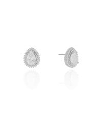 Brinco Gota Cravejado Cristal 1.5 cm Ródio Branco