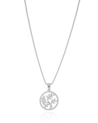 Gargantilha Veneziana Árvore da Vida Cravejada Cristal Ródio Branco - 45 cm