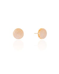 Brinco Redondo Cravejado Cristal 1.4 cm Banhado a Ouro 18K