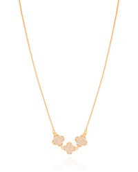 Gargantilha Veneziana Trevos Cravejados Cristal Banhado a Ouro 18K - 50 cm
