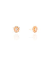Brinco Redondo Cravejado Cristal 1.0 cm Banhado a Ouro 18K