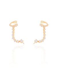 Ear Line Pontos de Luz Cristal Banhado a Ouro 18K
