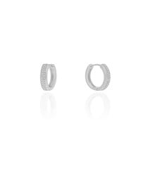 Brinco Argola Click Cravejado Cristal 1.4 cm Ródio Branco