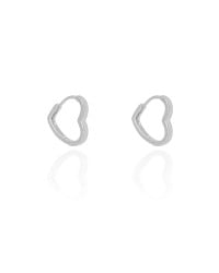 Brinco Argola Click Coração 1.7 cm Ródio Branco