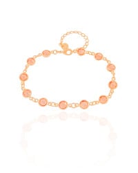 Pulseira Pontos de Luz Morganita 7 mm Banhado a Ouro 18K