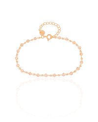 Pulseira Bolinhas Morganita 3 mm Banhado a Ouro 18K