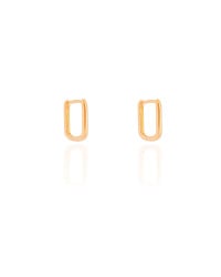 Brinco Argola Click Retangular Lisa 1.4 cm Banhado a Ouro 18K