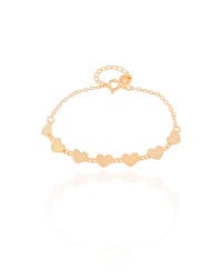 Pulseira Infantil Corações Lisos Banhado a Ouro 18K