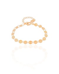Pulseira Infantil Plaquinhas Redondas Banhado a Ouro 18K