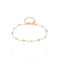 Pulseira Infantil Pérolas Bolinhas Banhado a Ouro 18K