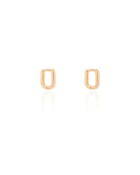 Brinco Infantil Argola Retangular 1.1 cm Banhado a Ouro 18K