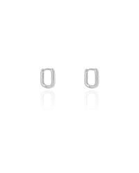 Brinco Infantil Argola Retangular 1.1 cm Ródio Branco