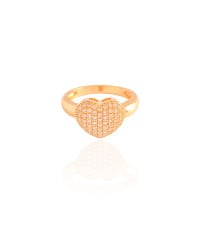 Anel Coração Cravejado Cristal Tamanho 17 Banhado a Ouro 18K
