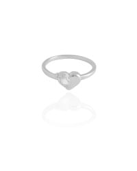 Anel Coração Liso Cristal Tamanho 15 Ródio Branco