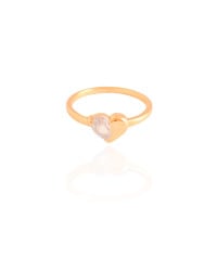 Anel Coração Liso Cristal Tamanho 19 Banhado a Ouro 18K