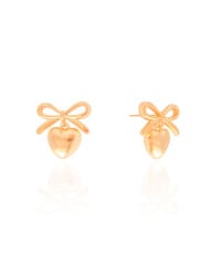 Brinco Laço Coração Liso 2.0 cm Banhado a Ouro 18K