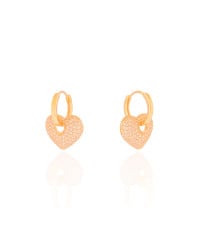 Brinco Argola Click Coração Cravejado Cristal 2.2 cm Banhado a Ouro 18K