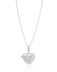 Relicário Coração Cravejado Cristal Ródio Branco - 45 cm