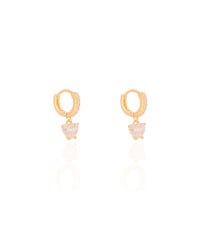 Brinco Argola Click Cravejada Coração Cristal 2.0 cm Banhado a Ouro 18K