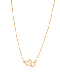 Gargantilha Corações Entrelaçados Cristal Banhado a Ouro 18K - 45 cm