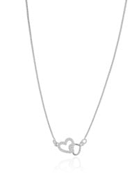 Gargantilha Corações Entrelaçados Cristal Ródio Branco - 45 cm