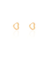 Brinco Argola Click Coração Cravejado Cristal 1.1 cm Banhado a Ouro 18K