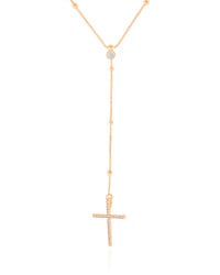 Gargantilha Gravata Bolinhas Cruz Cravejado Cristal Banhado a Ouro 18K - 45 cm