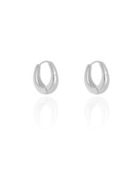 Brinco Argola Click Oval Liso 1.8 cm Ródio Branco