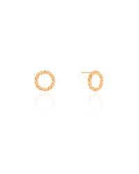 Brinco Argola Frontal Torcida Detalhes 1.2 cm Banhado a Ouro 18K