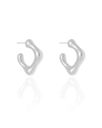 Brinco Argola Orgânica Lisa ABS 2.2 cm Ródio Branco